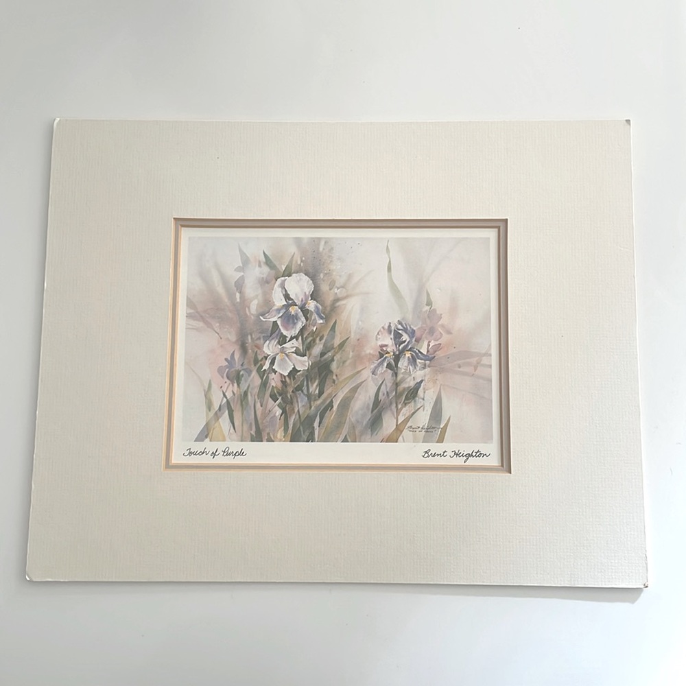 Touch of Purple double matted print by Brent Heighton (irises) 11”h x 14”w